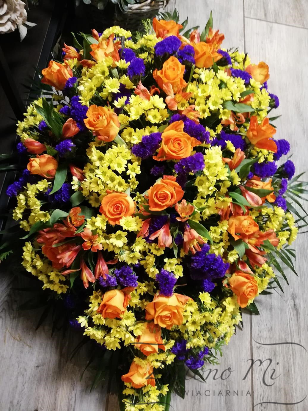 Wiązanka pomarańczowo-żółto-fioletowa